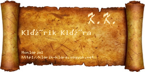 Klárik Klára névjegykártya